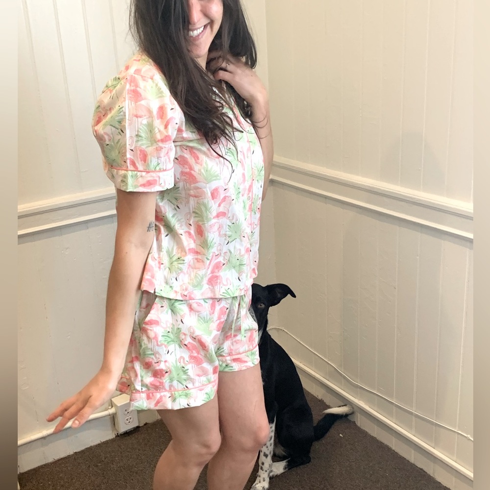 Pink Flamingo percale hot summer jammy set